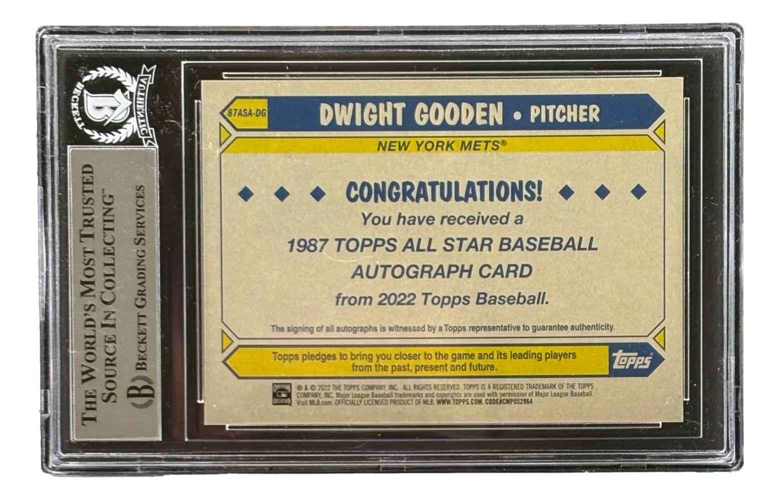 Dwight "Doc" Gooden 2022 Topps Update '87 Topps Autographs #87ASADG (BGS) at PristineAuction.com Dwight "Doc" Gooden 2022 Topps Update '87 Topps Autographs #87ASADG (BGS) at PristineAuction.com