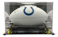 Tyler Warren Signed Colts Logo Football with Display Case (Fanatics) at PristineAuction.com