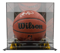 Larry Bird Signed NBA Basketball with Display Case (PSA & Bird) at PristineAuction.com