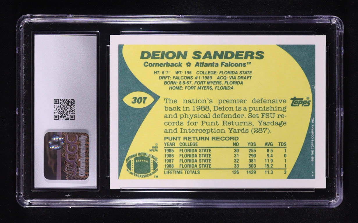 Deion Sanders 1989 Topps Traded #30T RC (CGC 9.5) at PristineAuction.com Deion Sanders 1989 Topps Traded #30T RC (CGC 9.5) at PristineAuction.com
