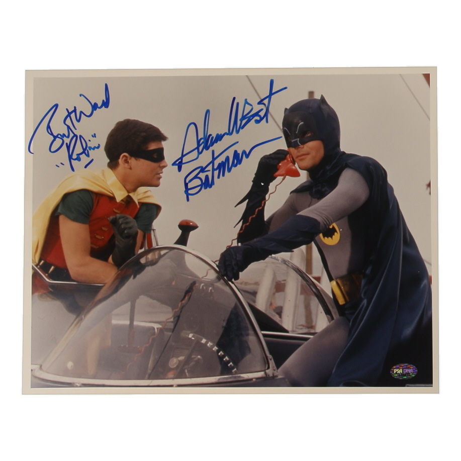 Adam West & Burt Ward Signed "Batman" 11x14 Photo Inscribed "Batman" & "Robin" (PSA) at PristineAuction.com Adam West & Burt Ward Signed "Batman" 11x14 Photo Inscribed "Batman" & "Robin" (PSA) at PristineAuction.com