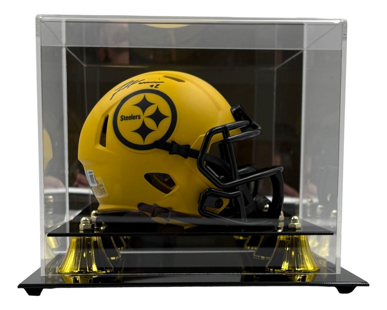 James Harrison Signed Steelers Rave Alternate Speed Mini Helmet with Display Case (Beckett) at PristineAuction.com James Harrison Signed Steelers Rave Alternate Speed Mini Helmet with Display Case (Beckett) at PristineAuction.com