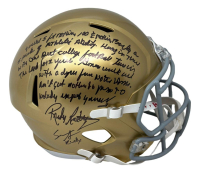 Rudy Ruettiger & Sean Astin Signed Notre Dame Fighting Irish Full-Size Speed Helmet with Extensive Movie Quote Inscription (Beckett & JSA) at PristineAuction.com
