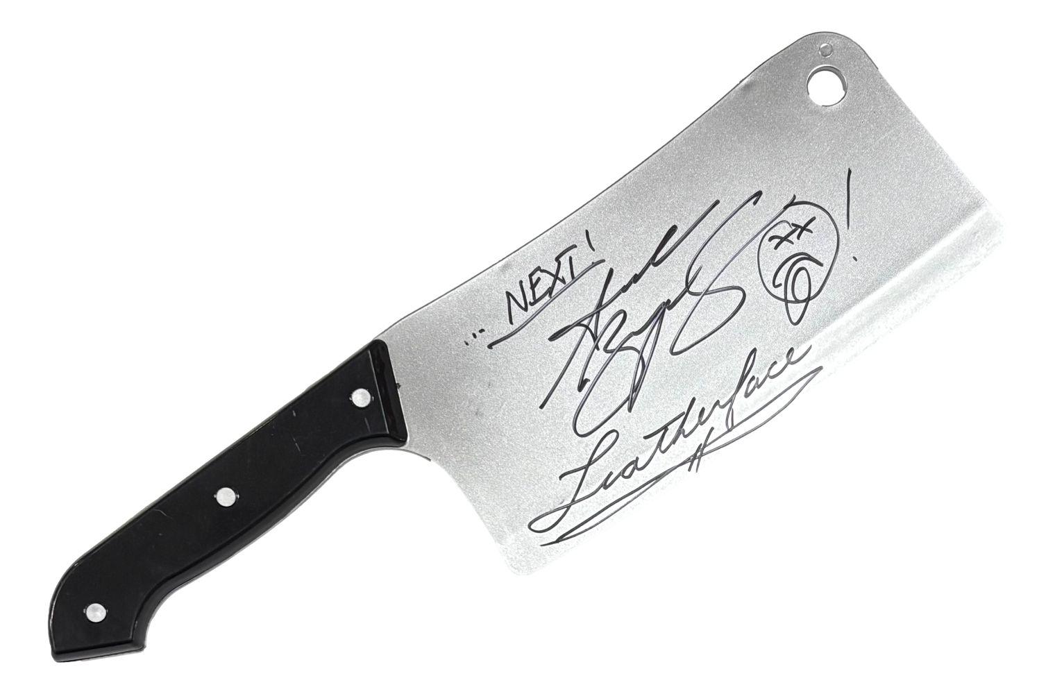 Andrew Bryniarski Signed "The Texas Chainsaw Massacre" Toy Butcher Knife Inscribed "... next" & "Leatherface" (JSA) at PristineAuction.com Andrew Bryniarski Signed "The Texas Chainsaw Massacre" Toy Butcher Knife Inscribed "... next" & "Leatherface" (JSA) at PristineAuction.com