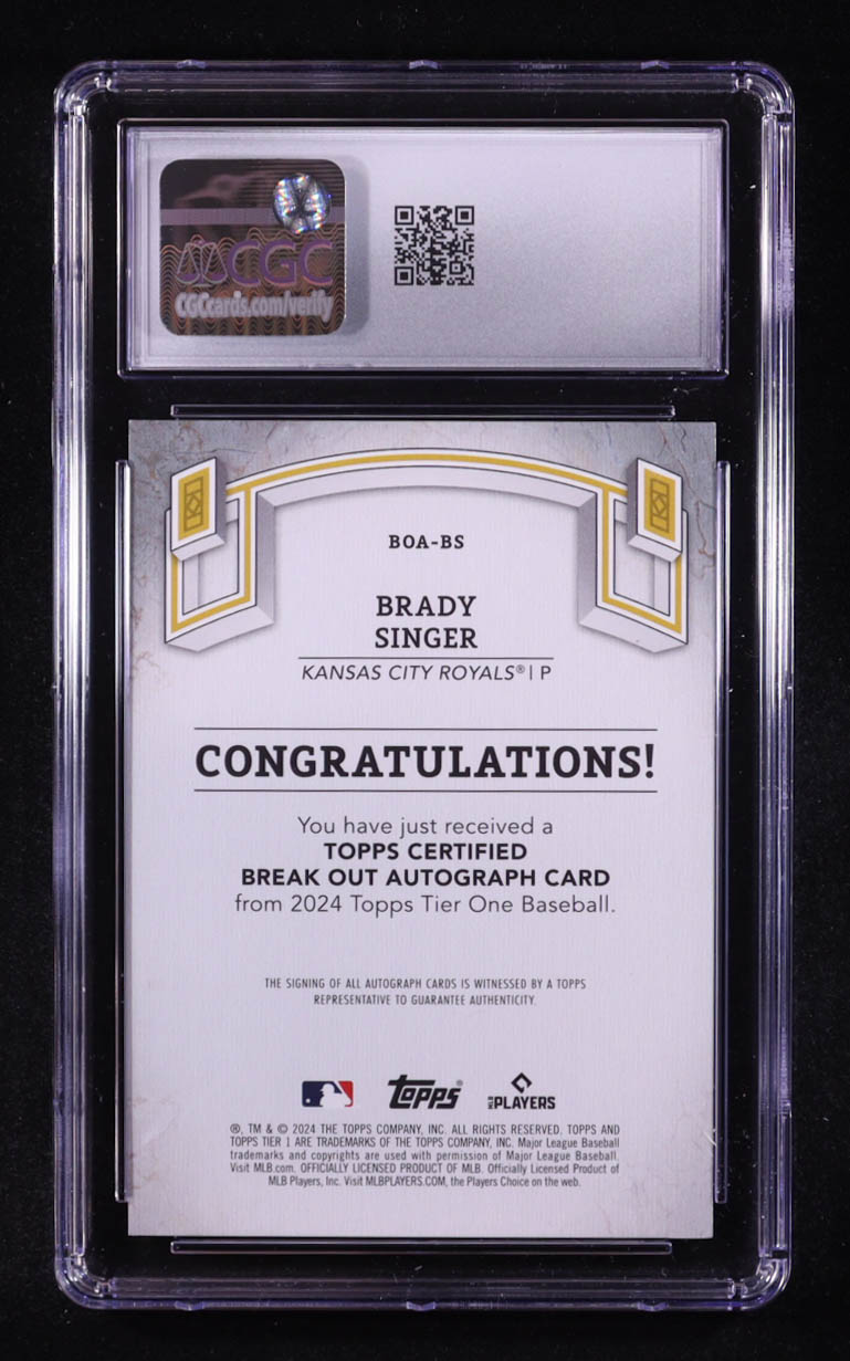 Brady Singer 2024 Topps Tier One Break Out Autographs #BOABS #097/199 (CGC 9 | Autograph Graded 10) at PristineAuction.com Brady Singer 2024 Topps Tier One Break Out Autographs #BOABS #097/199 (CGC 9 | Autograph Graded 10) at PristineAuction.com