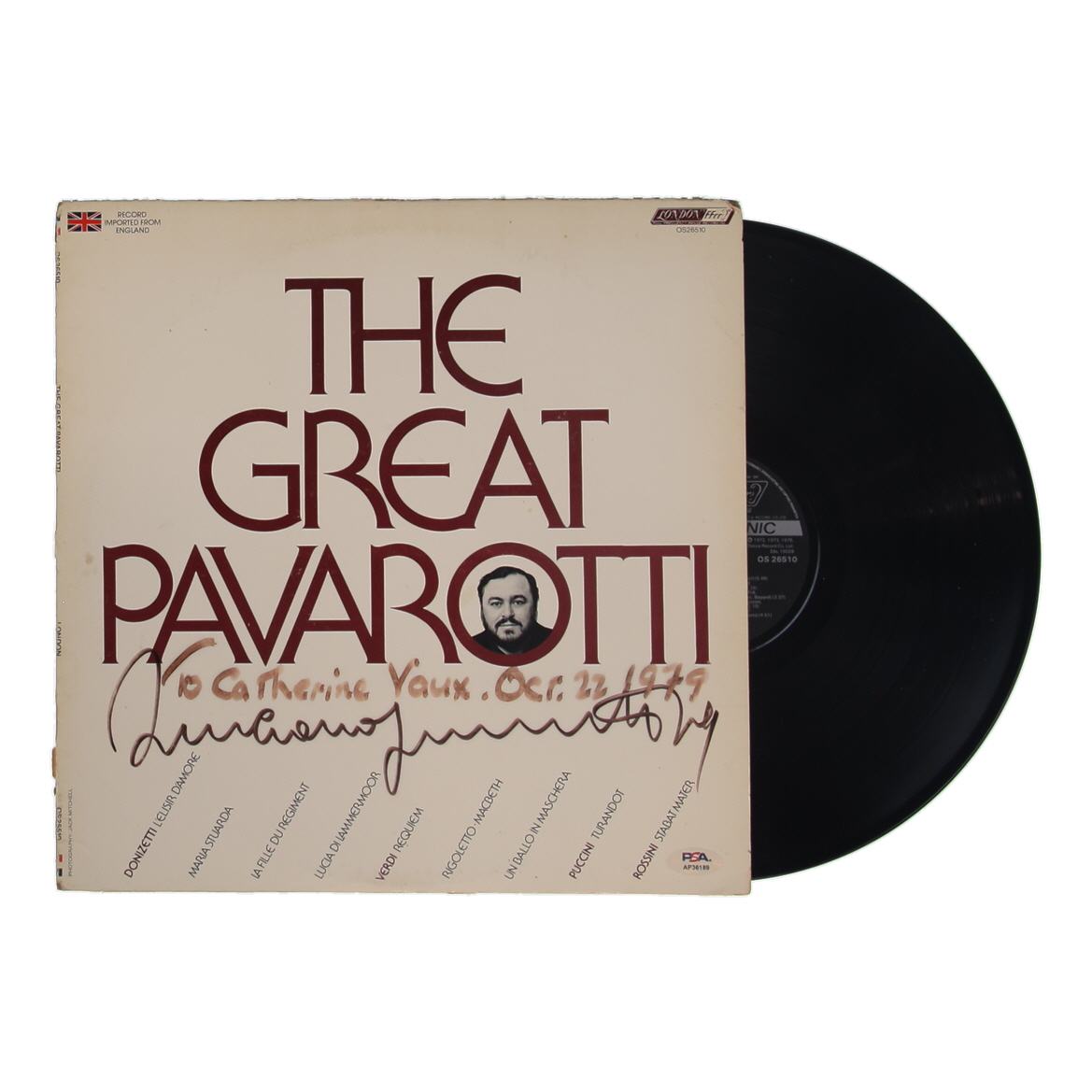 Luciano Pavarotti Signed "The Great Pavarotti" Vinyl Record Album (PSA) at PristineAuction.com Luciano Pavarotti Signed "The Great Pavarotti" Vinyl Record Album (PSA) at PristineAuction.com