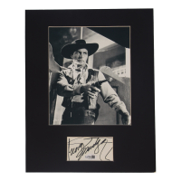 George Montgomery Signed "The Lone Gun" Custom Matted Cut Display with Photo (JSA) at PristineAuction.com