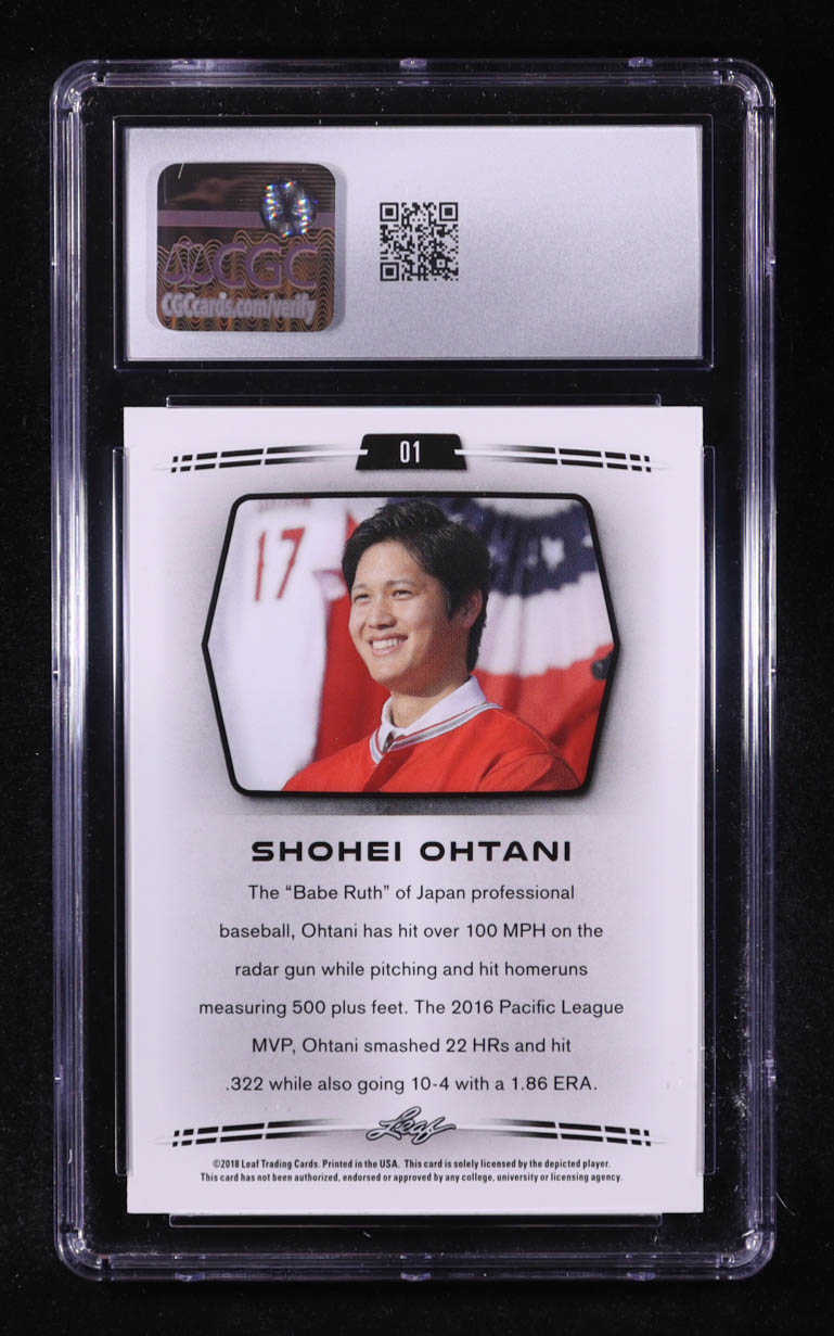 Shohei Ohtani 2018 Leaf Ohtani Retail #01 RC (CGC 10) at PristineAuction.com Shohei Ohtani 2018 Leaf Ohtani Retail #01 RC (CGC 10) at PristineAuction.com
