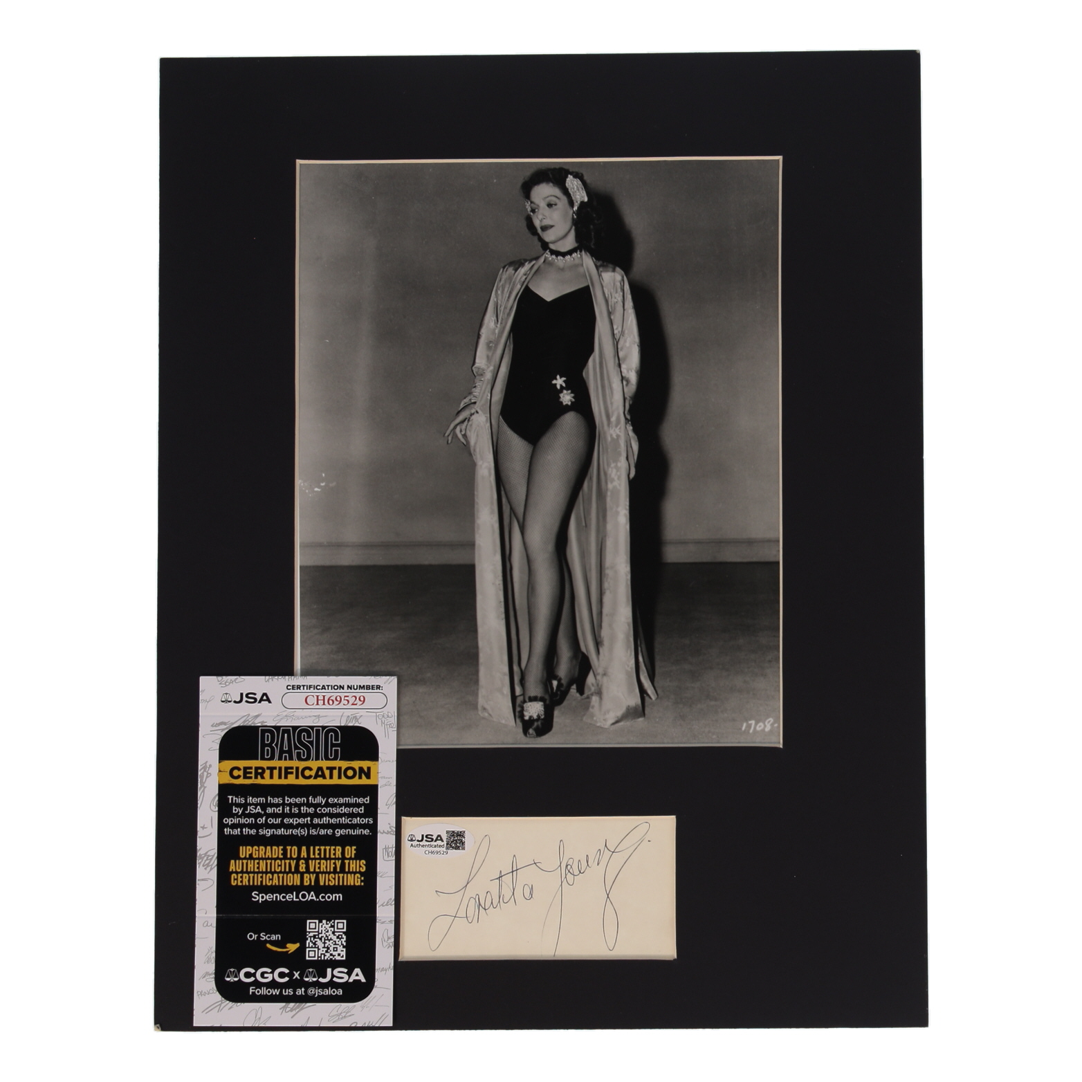 Loretta Young Signed Custom Matted Cut Display with Photo (JSA) at PristineAuction.com Loretta Young Signed Custom Matted Cut Display with Photo (JSA) at PristineAuction.com