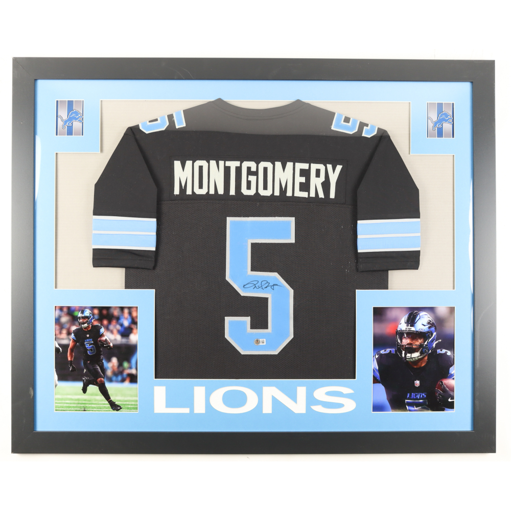 David Montgomery Signed Custom Framed Jersey Display (Beckett) at PristineAuction.com