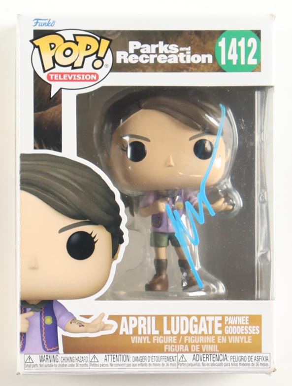 Aubrey Plaza Signed "Parks and Recreation" #1412 April Ludgate Pawnee Goddesses Funko Pop! Vinyl Figure (JSA) at PristineAuction.com Aubrey Plaza Signed "Parks and Recreation" #1412 April Ludgate Pawnee Goddesses Funko Pop! Vinyl Figure (JSA) at PristineAuction.com