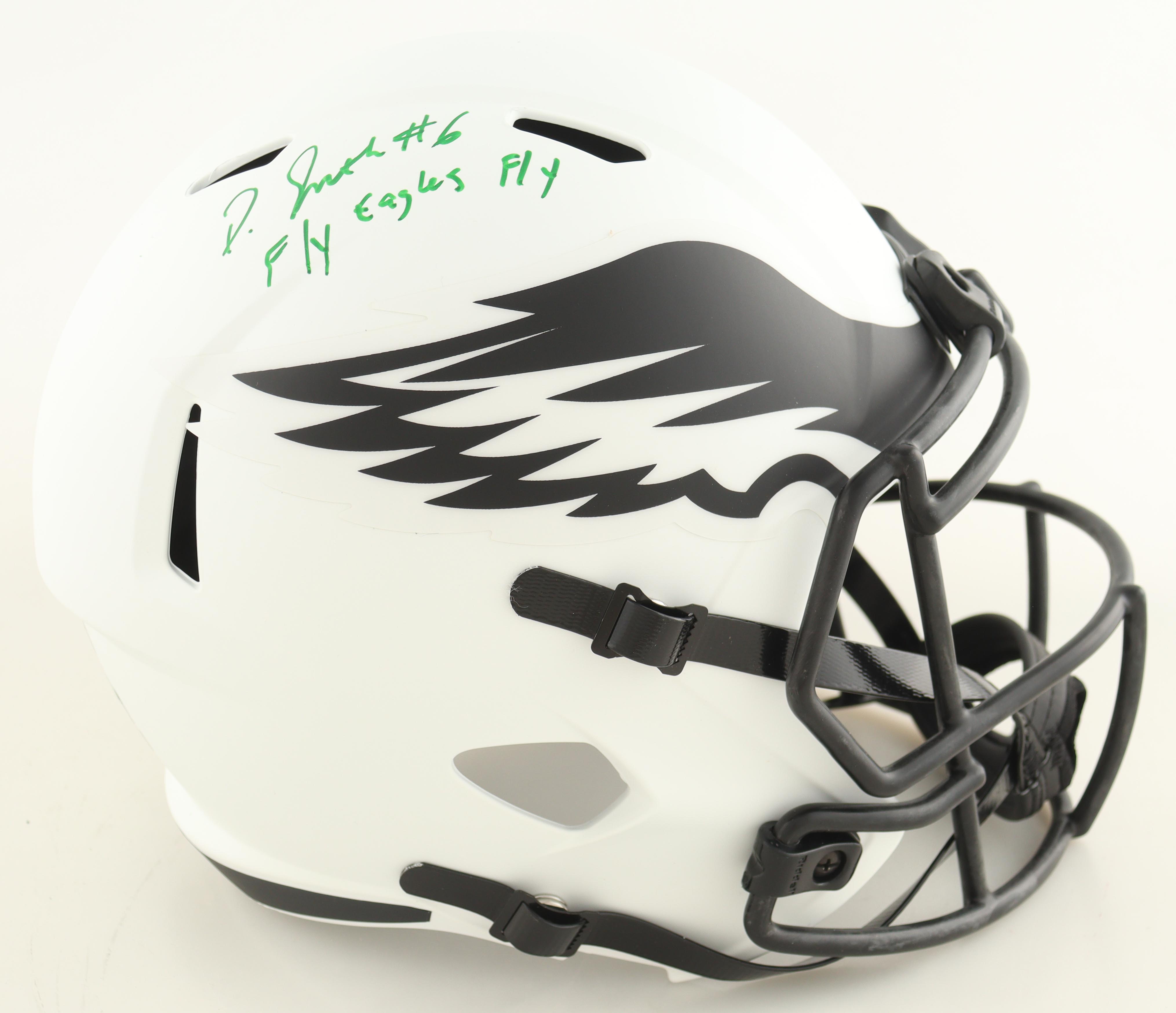 DeVonta Smith Signed Eagles Full-Size Lunar Eclipse Alternate Speed Helmet Inscribed "Fly Eagles Fly" (Beckett) at PristineAuction.com DeVonta Smith Signed Eagles Full-Size Lunar Eclipse Alternate Speed Helmet Inscribed "Fly Eagles Fly" (Beckett) at PristineAuction.com