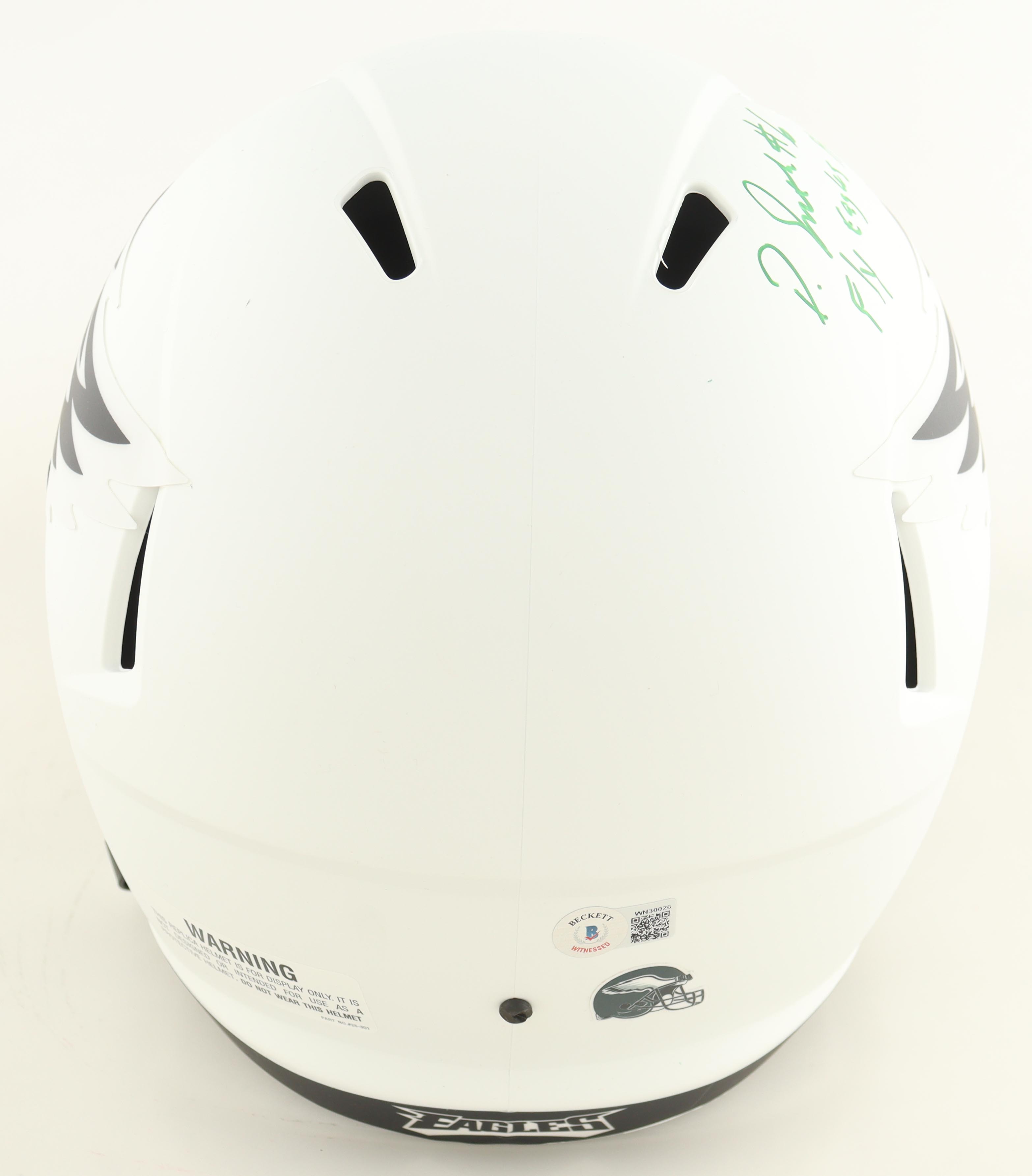 DeVonta Smith Signed Eagles Full-Size Lunar Eclipse Alternate Speed Helmet Inscribed "Fly Eagles Fly" (Beckett) at PristineAuction.com DeVonta Smith Signed Eagles Full-Size Lunar Eclipse Alternate Speed Helmet Inscribed "Fly Eagles Fly" (Beckett) at PristineAuction.com