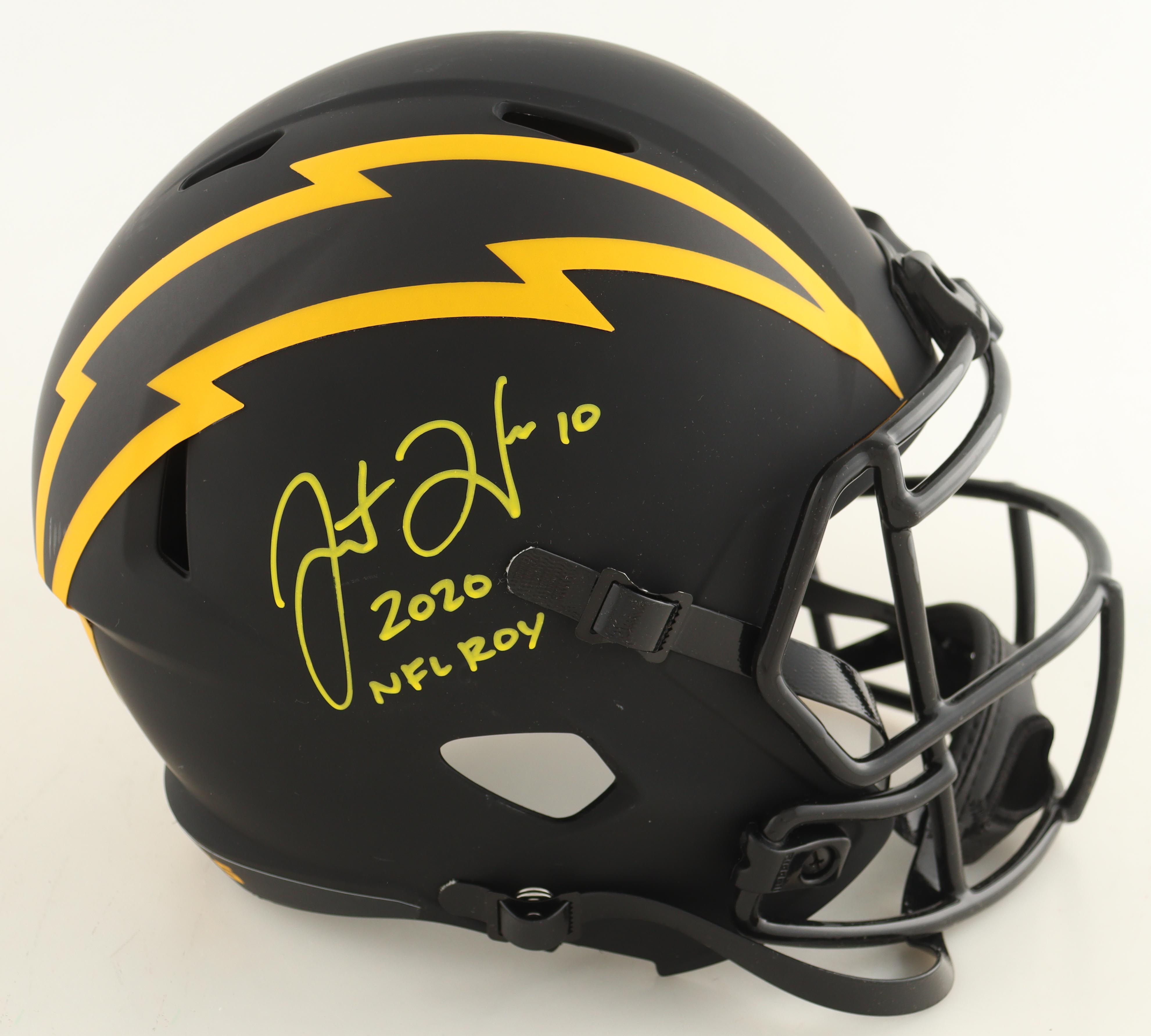 Justin Herbert Signed Chargers Full-Size Eclipse Alternate Speed Helmet Inscribed "2020 NFL ROY" (Beckett) at PristineAuction.com Justin Herbert Signed Chargers Full-Size Eclipse Alternate Speed Helmet Inscribed "2020 NFL ROY" (Beckett) at PristineAuction.com
