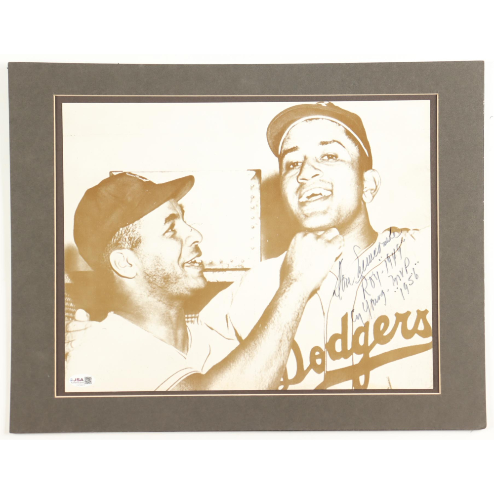 Don Newcombe Signed Brooklyn Dodgers Custom Matted Photo Inscribed "ROY 1949" and "Cy Young + MVP 1956" (JSA) at PristineAuction.com