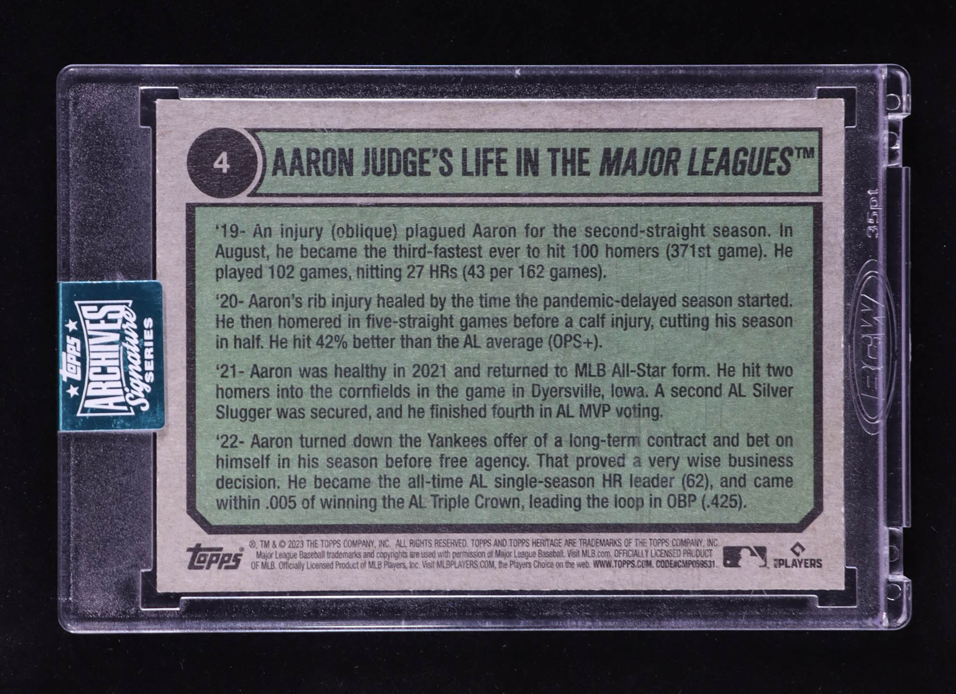 Aaron Judge 2024 Topps Archives Signature Series / '23 Topps Heritage #4 TRIBUTE #1/1 at PristineAuction.com Aaron Judge 2024 Topps Archives Signature Series / '23 Topps Heritage #4 TRIBUTE #1/1 at PristineAuction.com