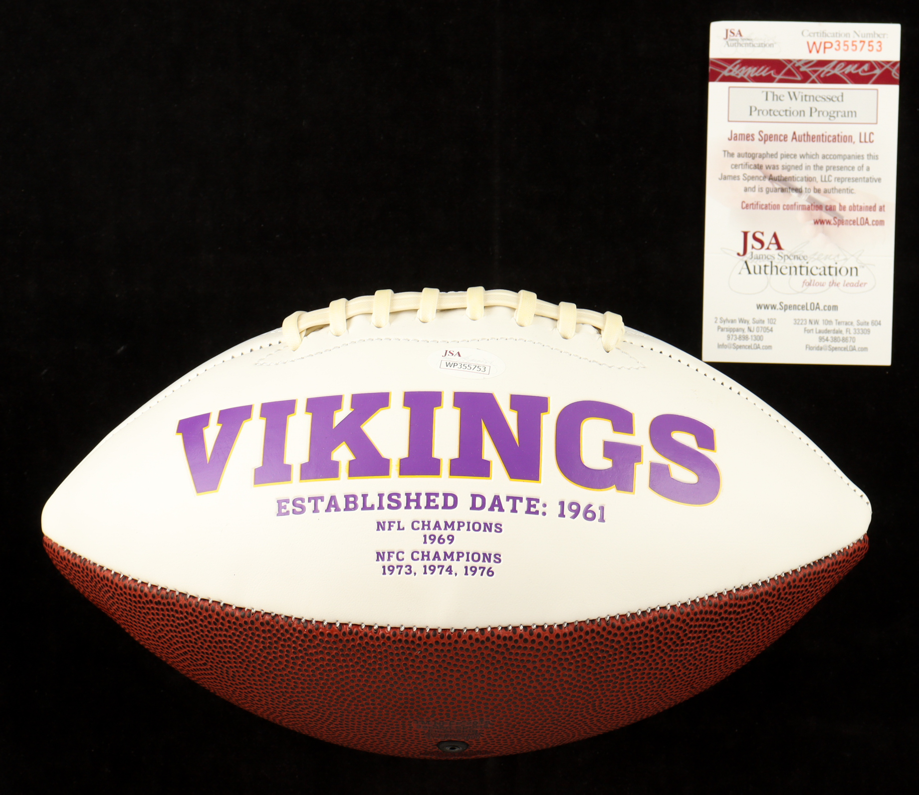 Fran Tarkenton Signed Vikings Logo Football Inscribed "HOF 86" (JSA) at PristineAuction.com Fran Tarkenton Signed Vikings Logo Football Inscribed "HOF 86" (JSA) at PristineAuction.com