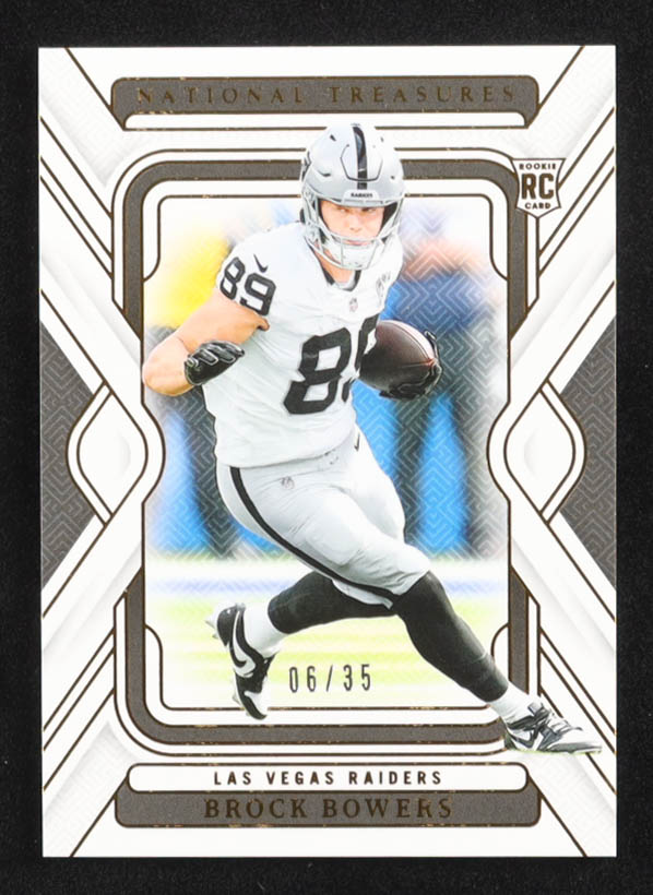 Brock Bowers 2024 Panini National Treasures Gold #53 #06/35 RC at PristineAuction.com Brock Bowers 2024 Panini National Treasures Gold #53 #06/35 RC at PristineAuction.com