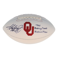 Adrian Peterson Signed Oklahoma Sooners Logo Football Inscribed "1925 Rushing Yards Freshman Year" (Beckett) at PristineAuction.com