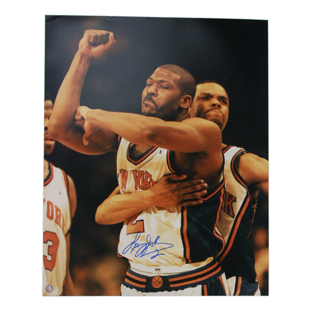 Larry Johnson Signed Knicks 16x20 Photo (AWM) at PristineAuction.com