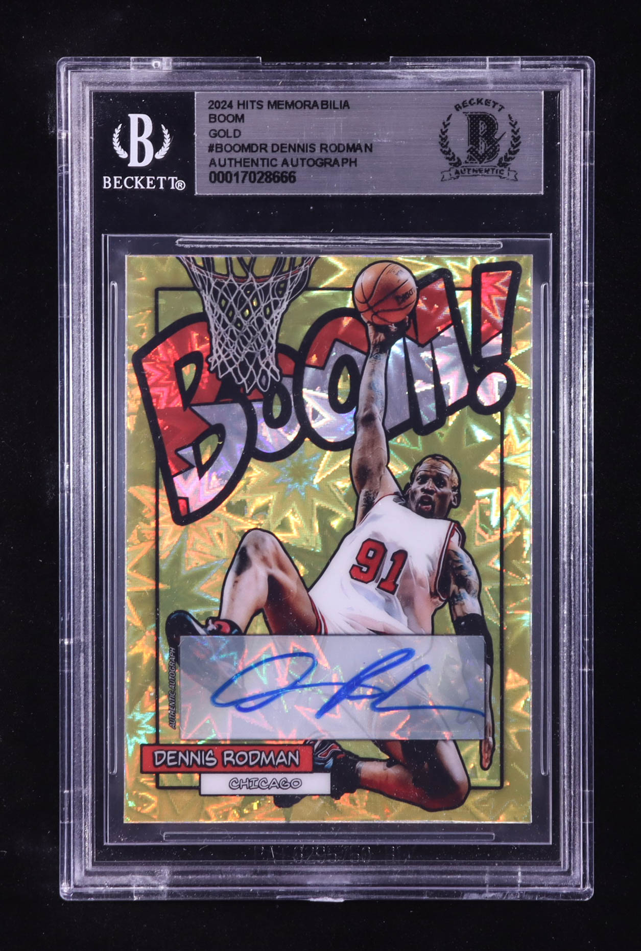 Dennis Rodman Signed 2024 Hits Memorabilia Boom Gold #BOOMDR #03/10 (BGS) at PristineAuction.com Dennis Rodman Signed 2024 Hits Memorabilia Boom Gold #BOOMDR #03/10 (BGS) at PristineAuction.com
