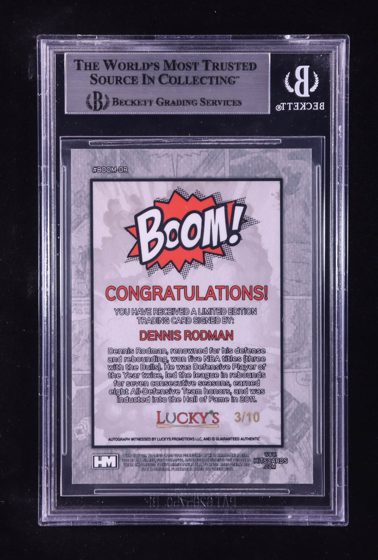 Dennis Rodman Signed 2024 Hits Memorabilia Boom Gold #BOOMDR #03/10 (BGS) at PristineAuction.com Dennis Rodman Signed 2024 Hits Memorabilia Boom Gold #BOOMDR #03/10 (BGS) at PristineAuction.com