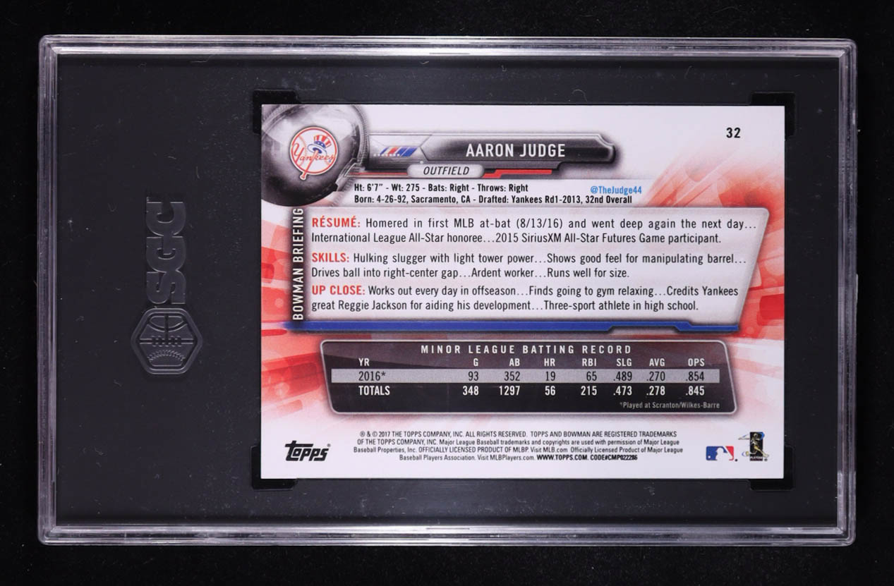 Aaron Judge 2017 Bowman #32 RC (SGC 9) at PristineAuction.com Aaron Judge 2017 Bowman #32 RC (SGC 9) at PristineAuction.com
