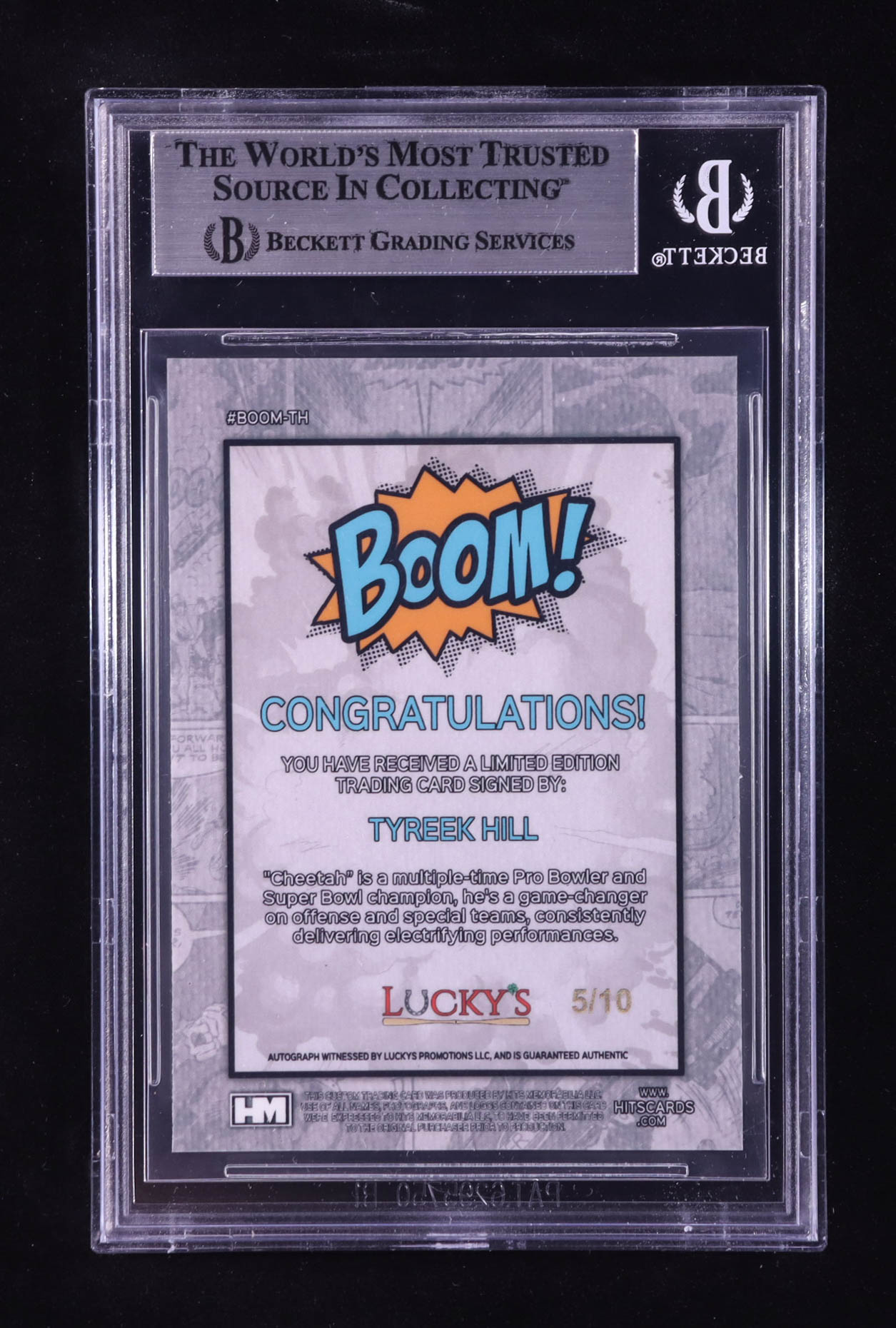 Tyreek Hill Signed 2024 Hits Memorabilia Boom Gold #BOOMTH #05/10 (BGS) at PristineAuction.com Tyreek Hill Signed 2024 Hits Memorabilia Boom Gold #BOOMTH #05/10 (BGS) at PristineAuction.com