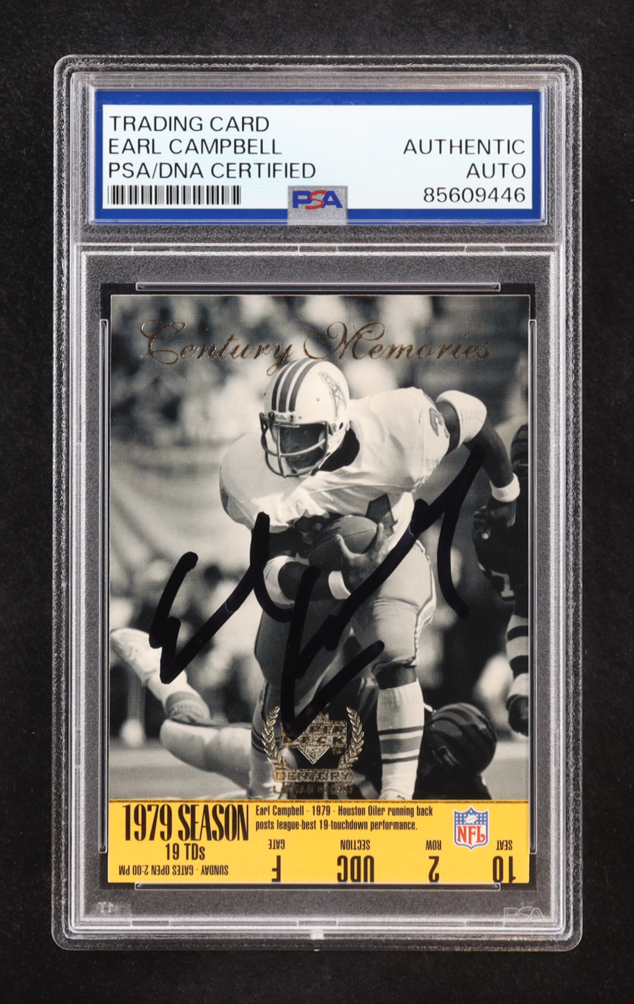 Earl Campbell Signed 1999 Upper Deck Century Memories #179 (PSA) at PristineAuction.com Earl Campbell Signed 1999 Upper Deck Century Memories #179 (PSA) at PristineAuction.com