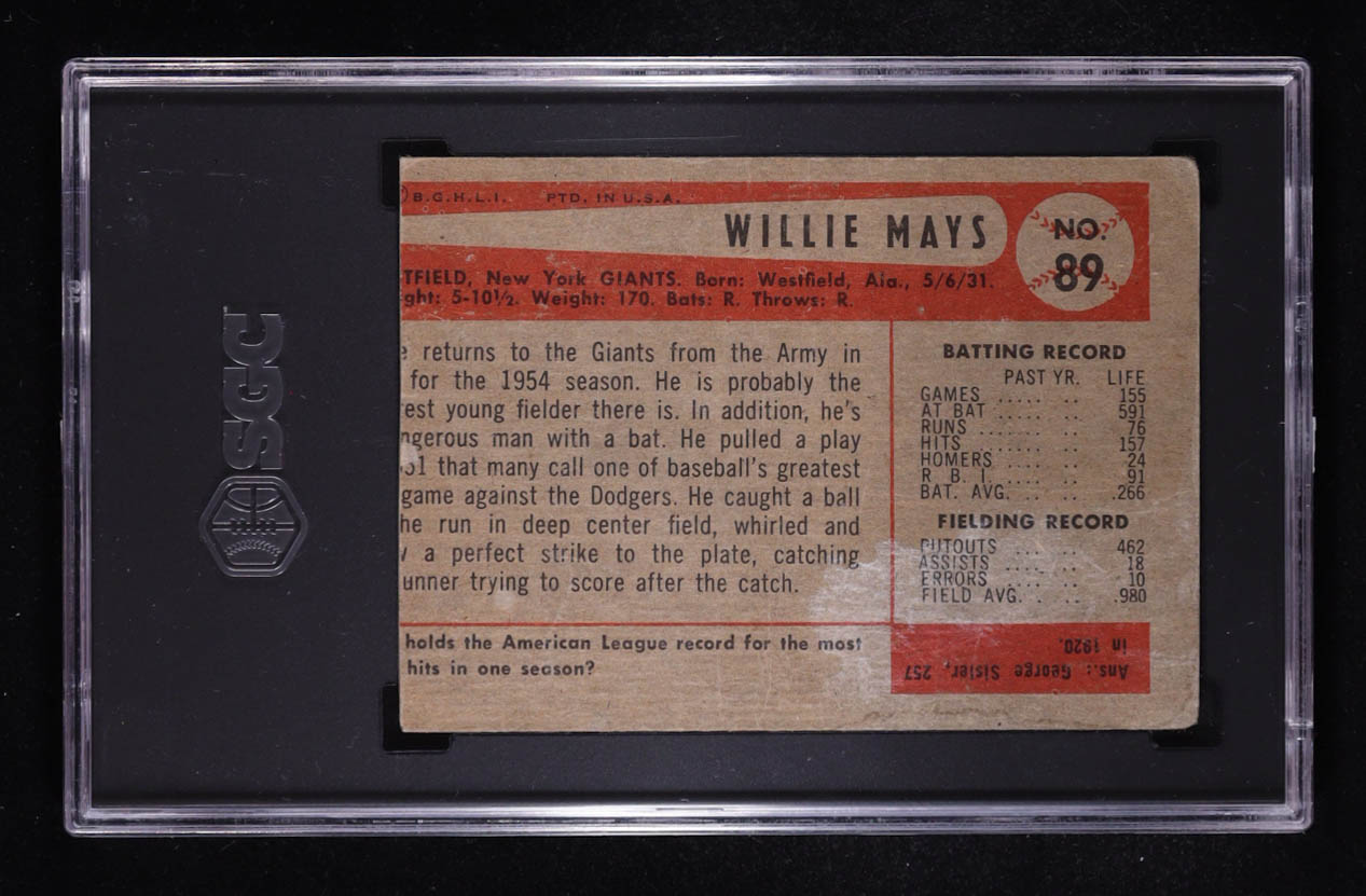 Willie Mays 1954 Bowman #89 (SGC Authentic) at PristineAuction.com Willie Mays 1954 Bowman #89 (SGC Authentic) at PristineAuction.com