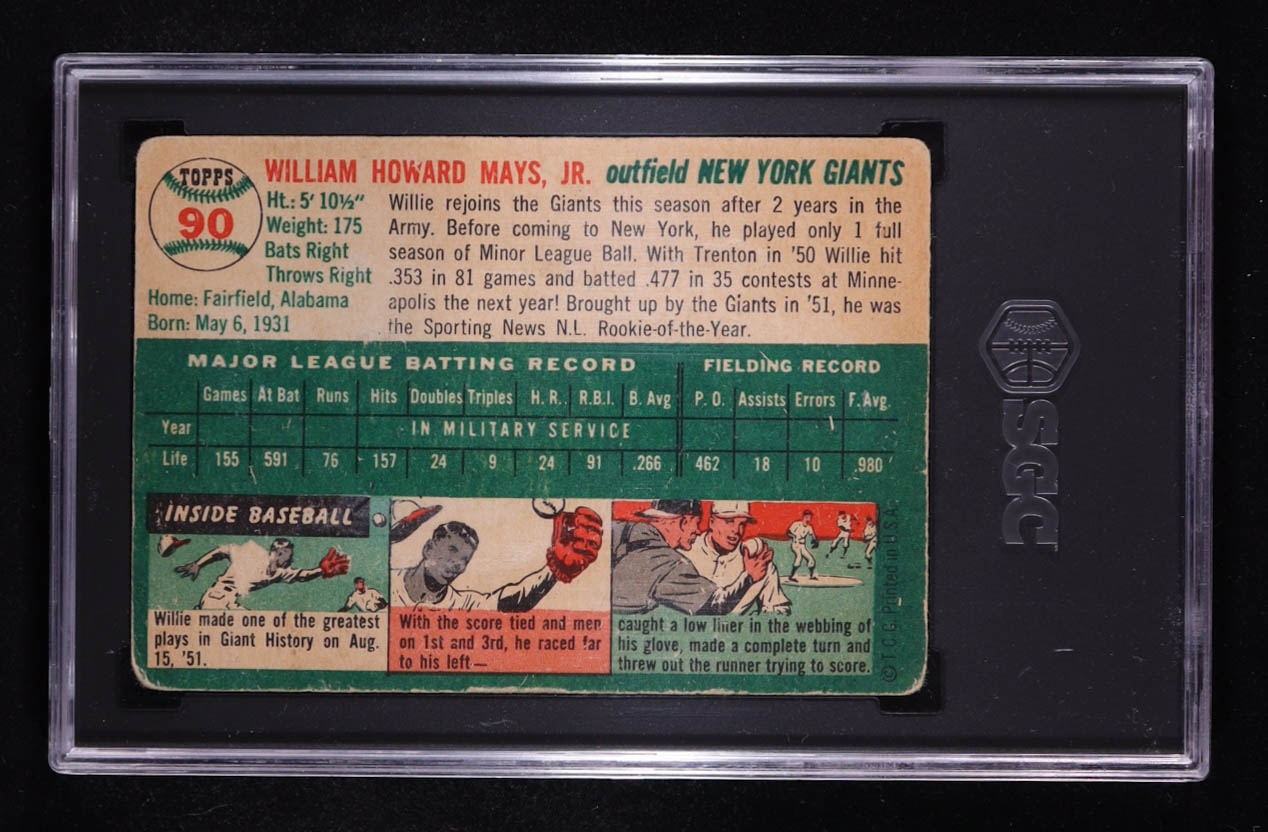 Willie Mays 1954 Topps #90 (SGC 2) at PristineAuction.com Willie Mays 1954 Topps #90 (SGC 2) at PristineAuction.com