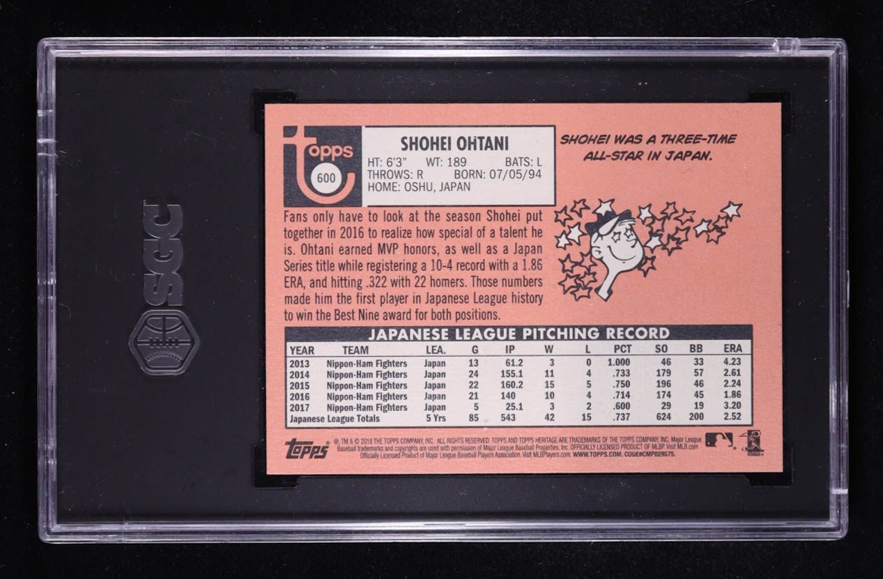Shohei Ohtani 2018 Topps Heritage #600 RC (SGC 9.5) at PristineAuction.com Shohei Ohtani 2018 Topps Heritage #600 RC (SGC 9.5) at PristineAuction.com
