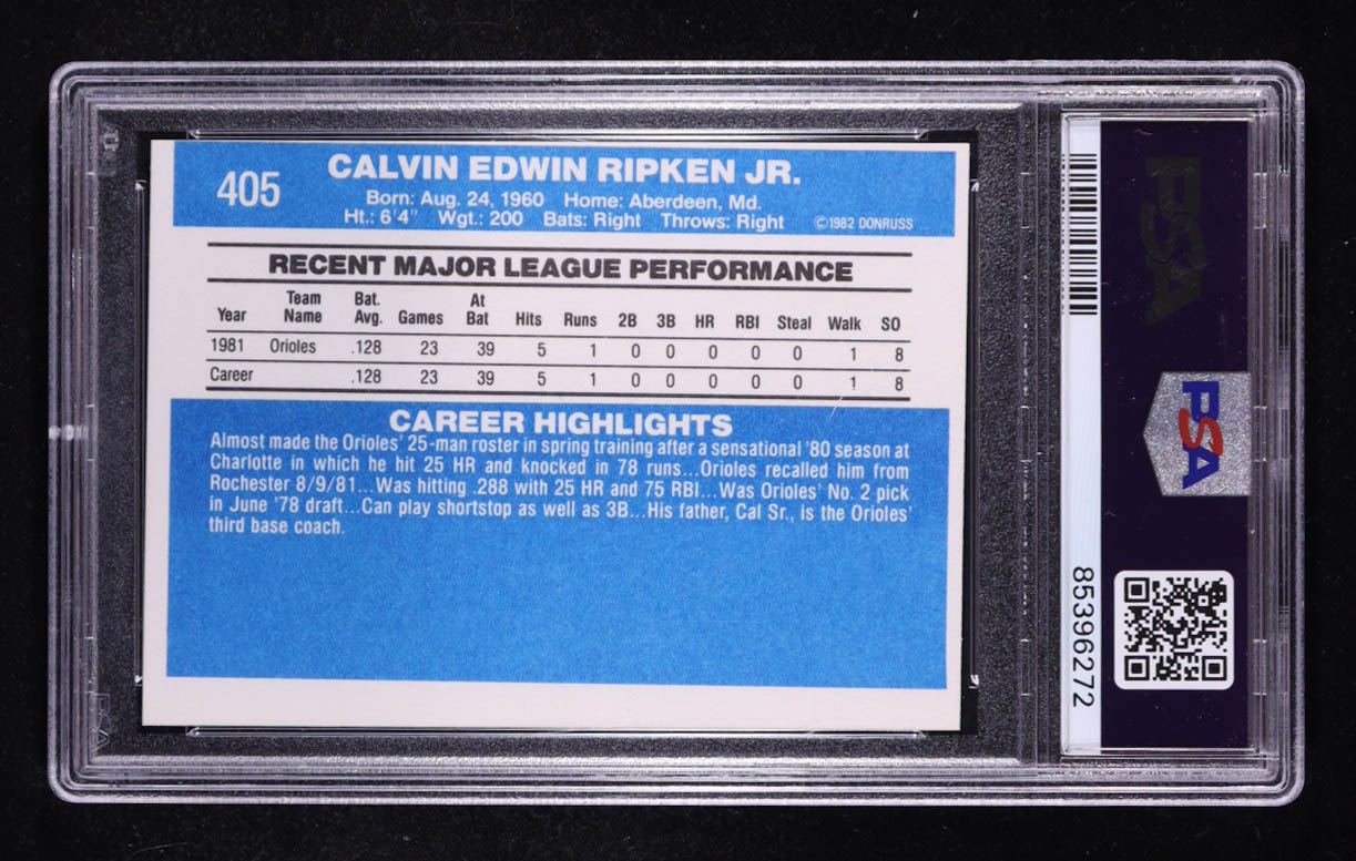 Cal Ripken Jr. 1982 Donruss #405 RC (PSA 8) (MC) | Pristine Auction