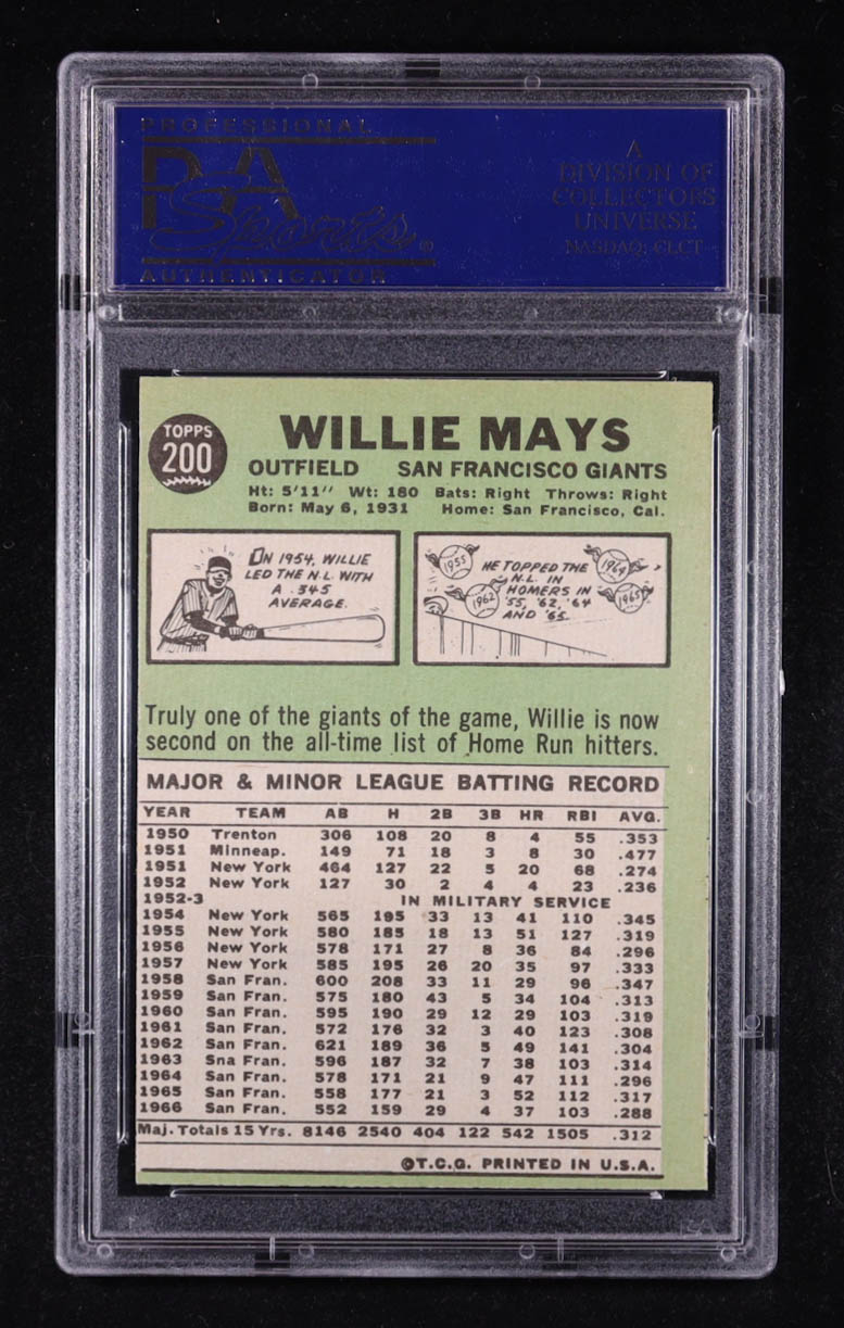Willie Mays 1967 Topps #200 (PSA 8) (MC) at PristineAuction.com Willie Mays 1967 Topps #200 (PSA 8) (MC) at PristineAuction.com