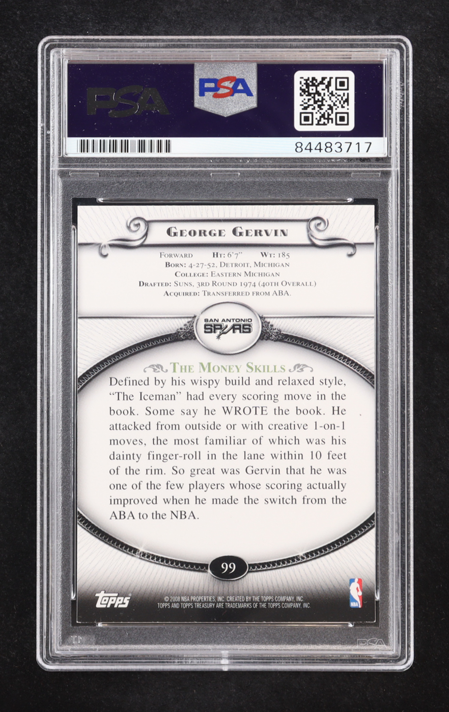 George Gervin Signed 2008 Topps Treasury Basketball #99 (PSA) at PristineAuction.com George Gervin Signed 2008 Topps Treasury Basketball #99 (PSA) at PristineAuction.com
