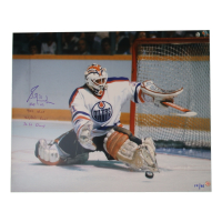 Grant Fuhr Signed Oilers LE 16x20 Photo with (4) Career Stat Inscriptions (AWM) at PristineAuction.com