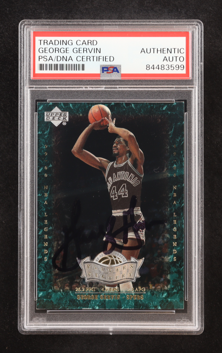 George Gervin Signed 1999-2000 Upper Deck NBA Legends Players of the Century #P13 (PSA) at PristineAuction.com George Gervin Signed 1999-2000 Upper Deck NBA Legends Players of the Century #P13 (PSA) at PristineAuction.com