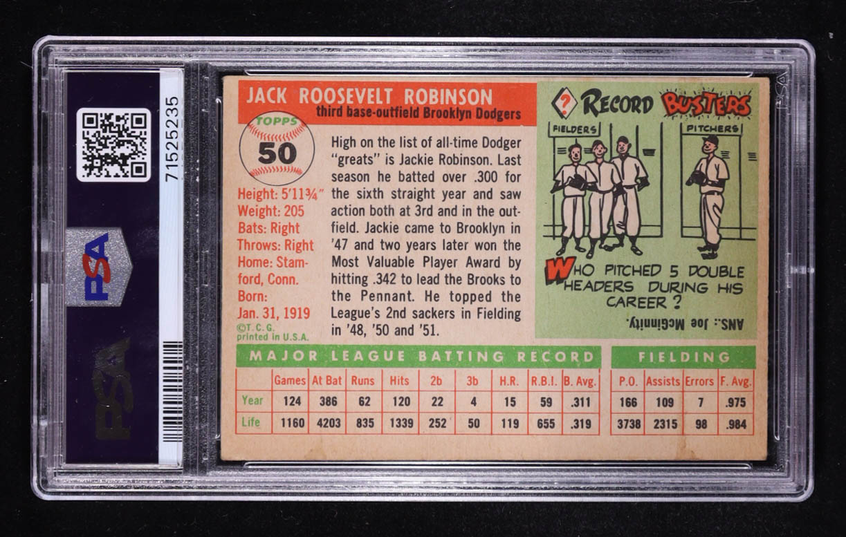 Jackie Robinson 1955 Topps #50 (PSA 4) (MC) at PristineAuction.com Jackie Robinson 1955 Topps #50 (PSA 4) (MC) at PristineAuction.com