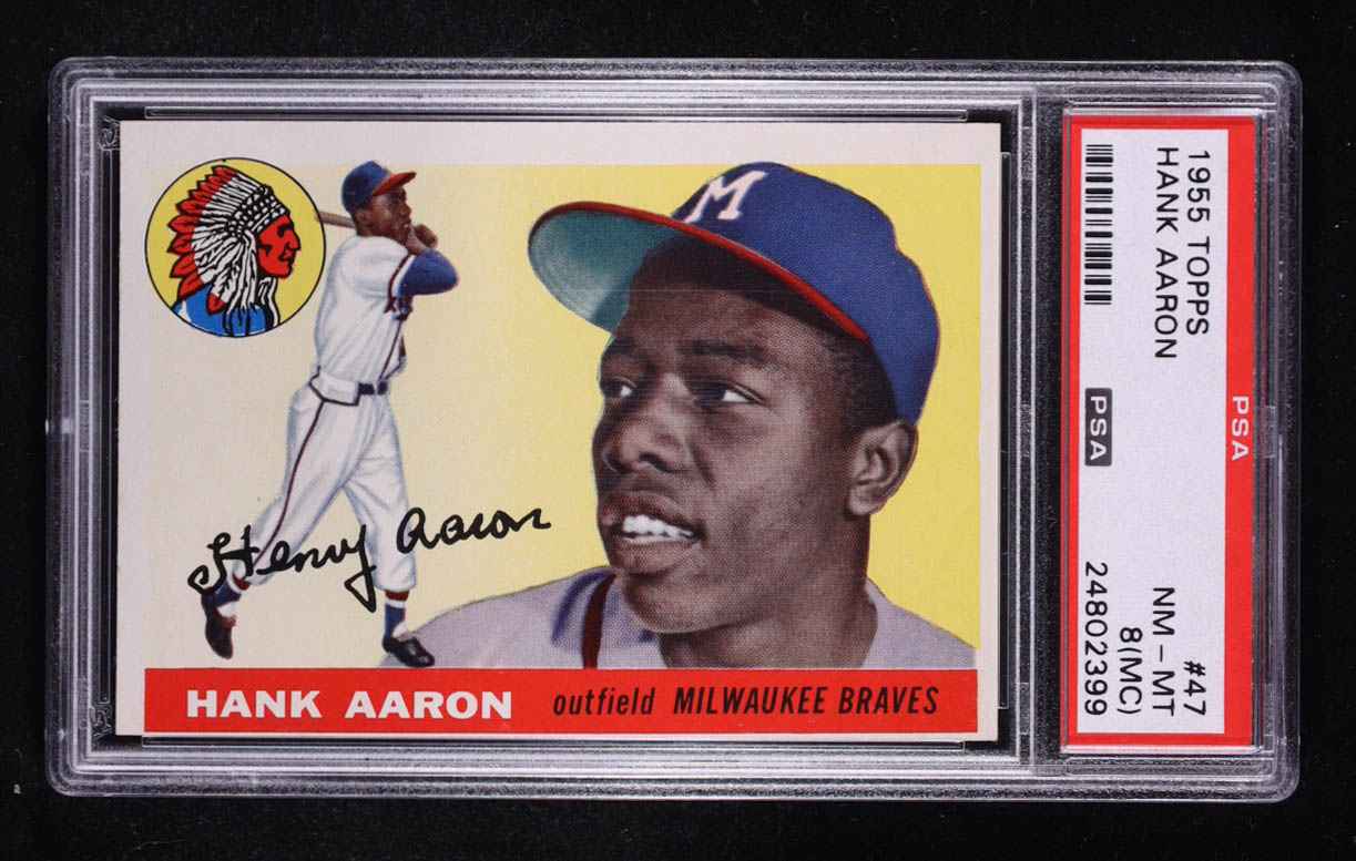 Hank Aaron 1955 Topps #47 (PSA 8) (MC) at PristineAuction.com Hank Aaron 1955 Topps #47 (PSA 8) (MC) at PristineAuction.com