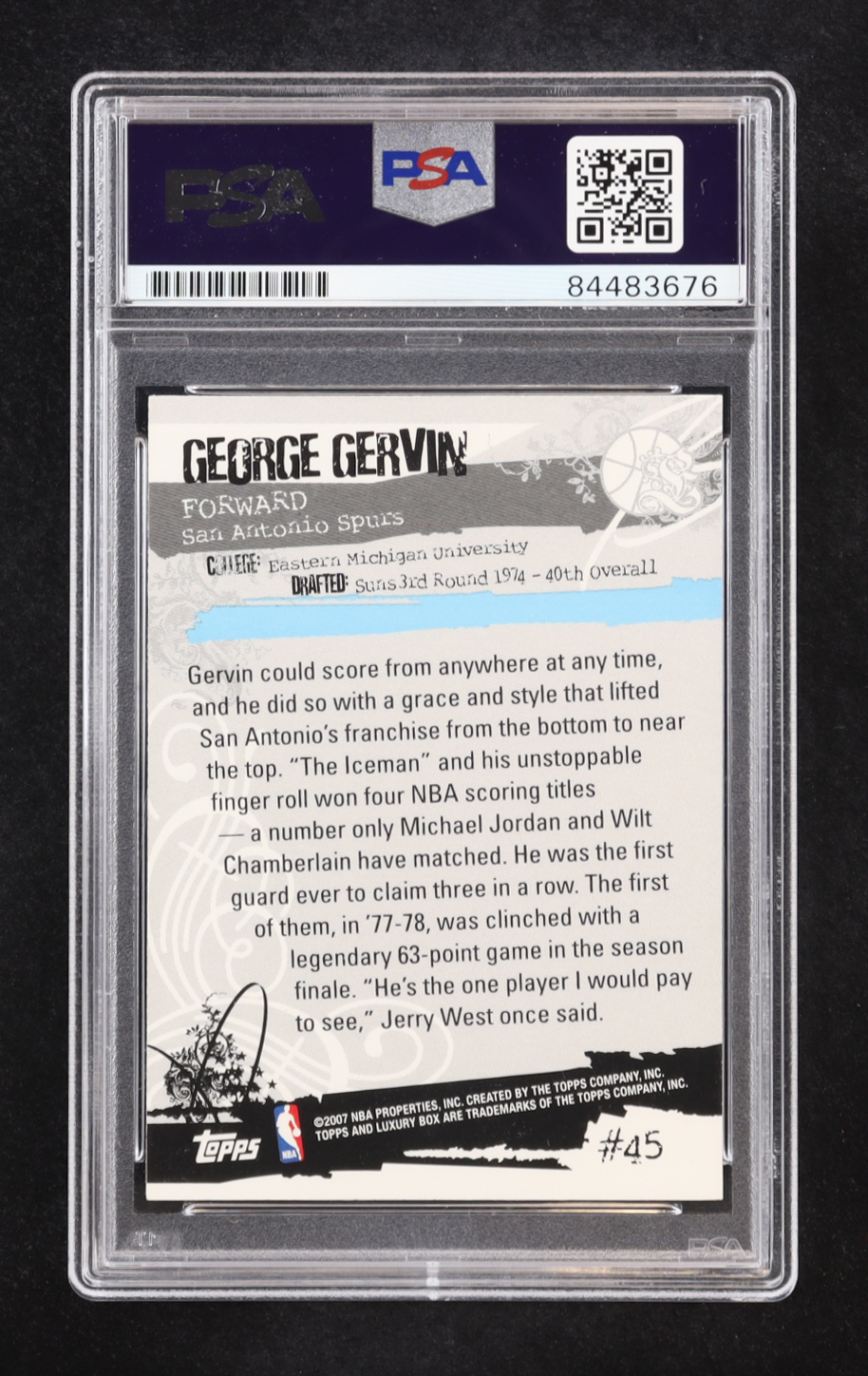 George Gervin Signed 2007 Topps Luxury Box #45 (PSA) at PristineAuction.com George Gervin Signed 2007 Topps Luxury Box #45 (PSA) at PristineAuction.com