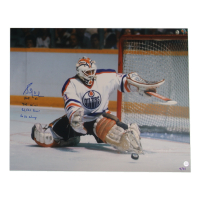 Grant Fuhr Signed Oilers LE 16x20 Photo with (4) Career Stat Inscriptions (AWM) at PristineAuction.com