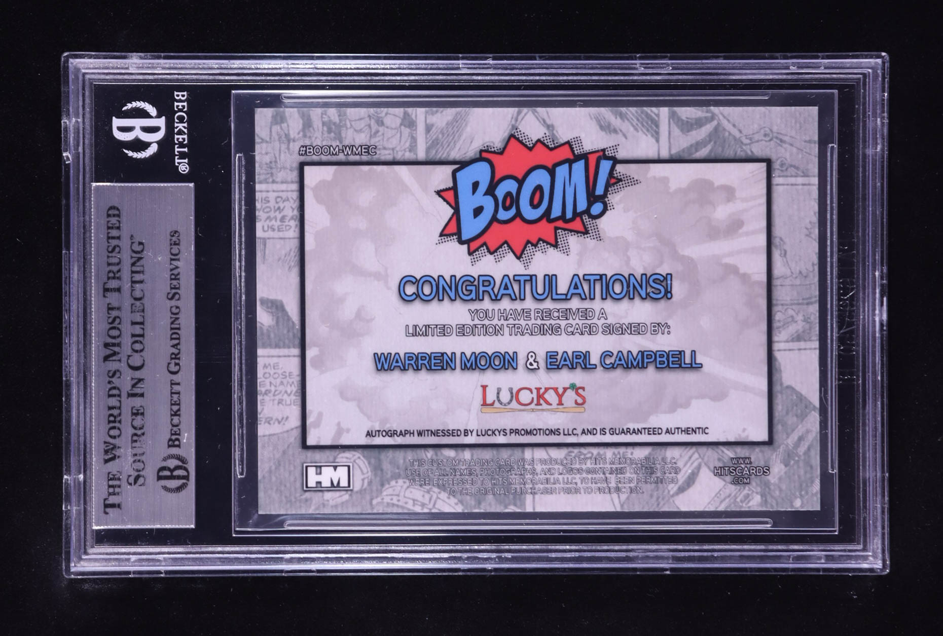 Warren Moon & Earl Campbell Signed 2024 Hits Memorabilia Boom Silver #BOOMWMEC (BGS) at PristineAuction.com Warren Moon & Earl Campbell Signed 2024 Hits Memorabilia Boom Silver #BOOMWMEC (BGS) at PristineAuction.com