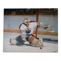 Grant Fuhr Signed Oilers LE 16x20 Photo with (4) Career Stat Inscriptions (AWM) at PristineAuction.com