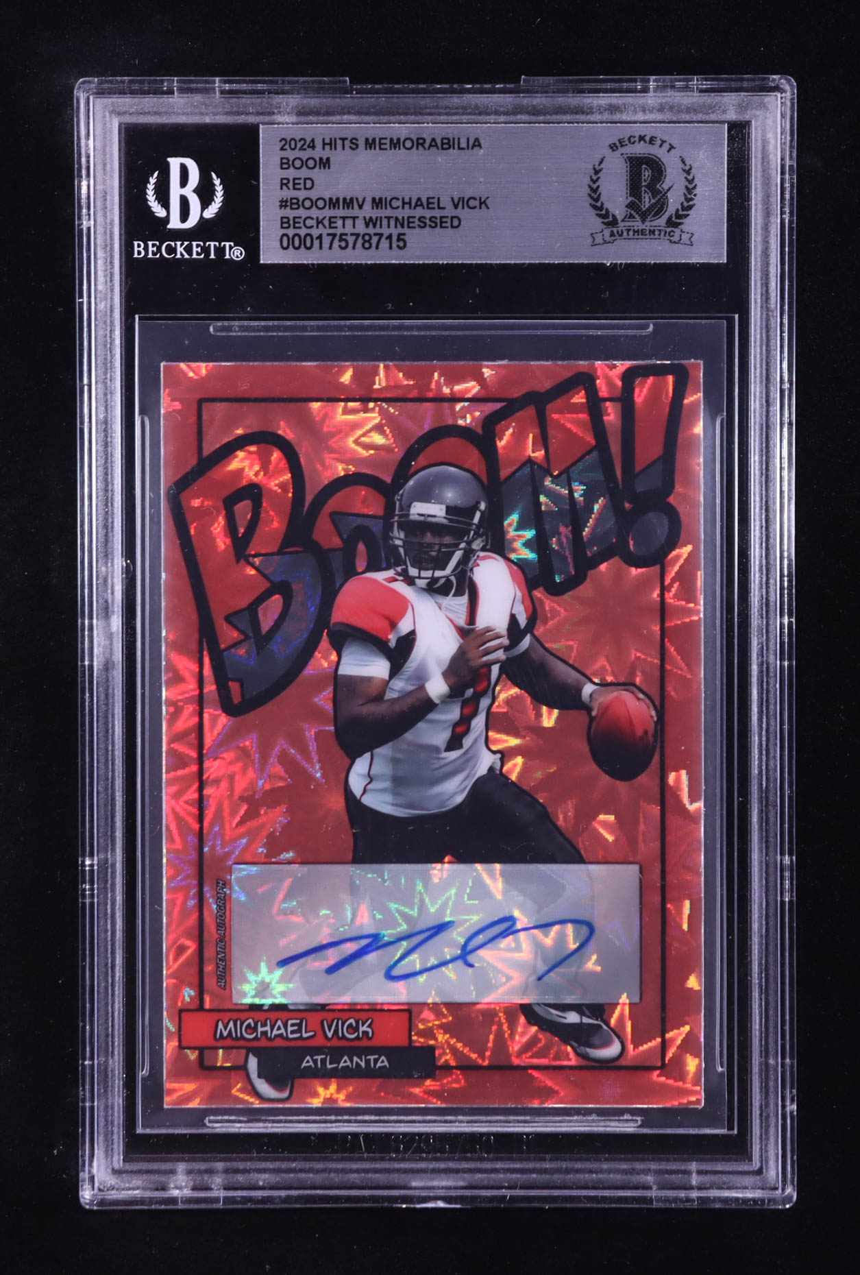 Michael Vick Signed 2024 Hits Memorabilia Boom Red #BOOMMV #5/7 (BGS) at PristineAuction.com Michael Vick Signed 2024 Hits Memorabilia Boom Red #BOOMMV #5/7 (BGS) at PristineAuction.com