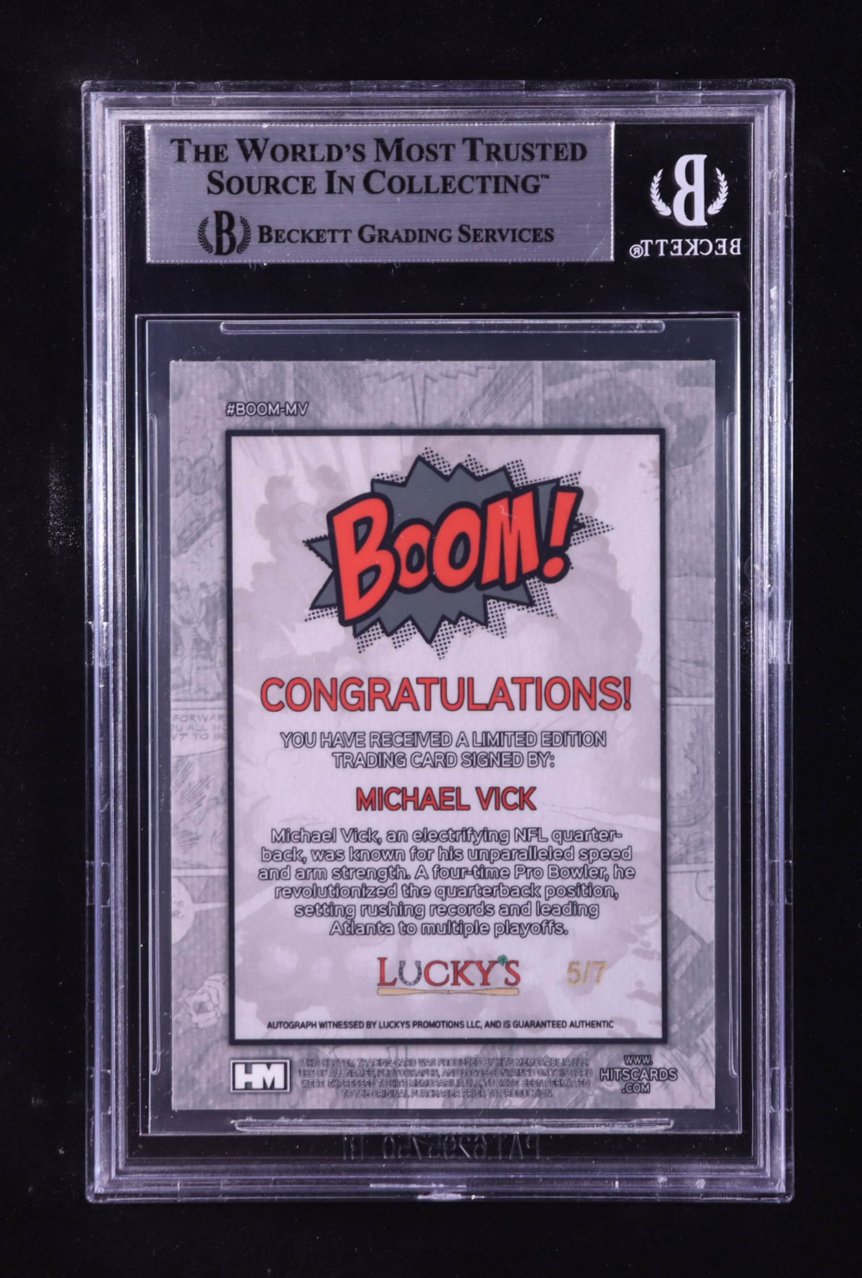 Michael Vick Signed 2024 Hits Memorabilia Boom Red #BOOMMV #5/7 (BGS) at PristineAuction.com Michael Vick Signed 2024 Hits Memorabilia Boom Red #BOOMMV #5/7 (BGS) at PristineAuction.com
