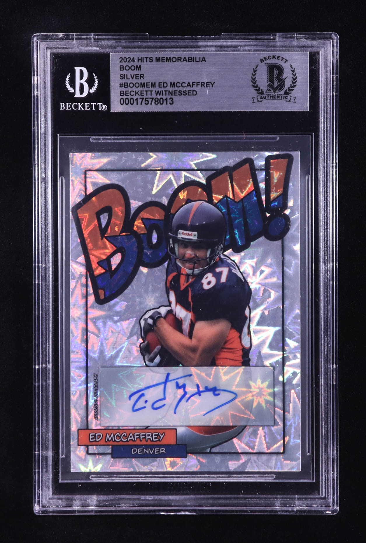 Ed McCaffrey Signed 2024 Hits Memorabilia Boom Silver #BOOMEM (BGS) at PristineAuction.com Ed McCaffrey Signed 2024 Hits Memorabilia Boom Silver #BOOMEM (BGS) at PristineAuction.com