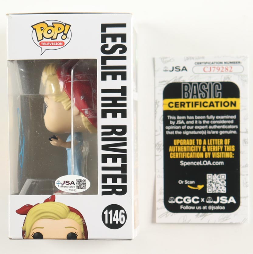 Amy Poehler Signed "Parks and Recreation" Leslie The Riveter #1146 Funko Pop! Vinyl Figure (JSA) at PristineAuction.com Amy Poehler Signed "Parks and Recreation" Leslie The Riveter #1146 Funko Pop! Vinyl Figure (JSA) at PristineAuction.com
