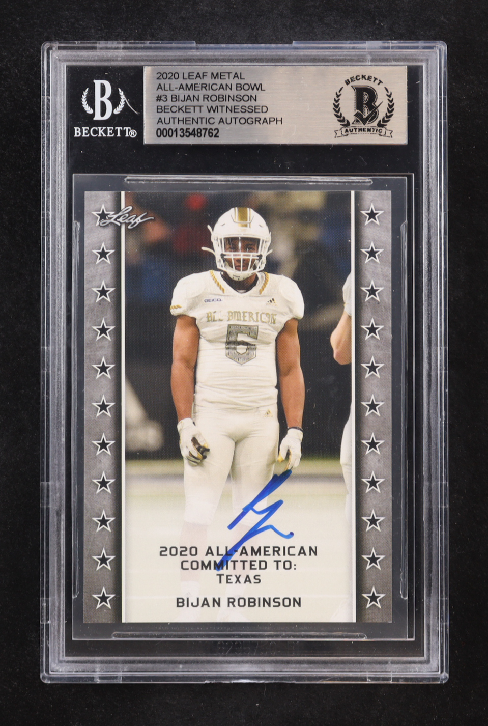 Bijan Robinson Signed 2020 Leaf Metal All-American Bowl #3 RC (BGS) at PristineAuction.com Bijan Robinson Signed 2020 Leaf Metal All-American Bowl #3 RC (BGS) at PristineAuction.com