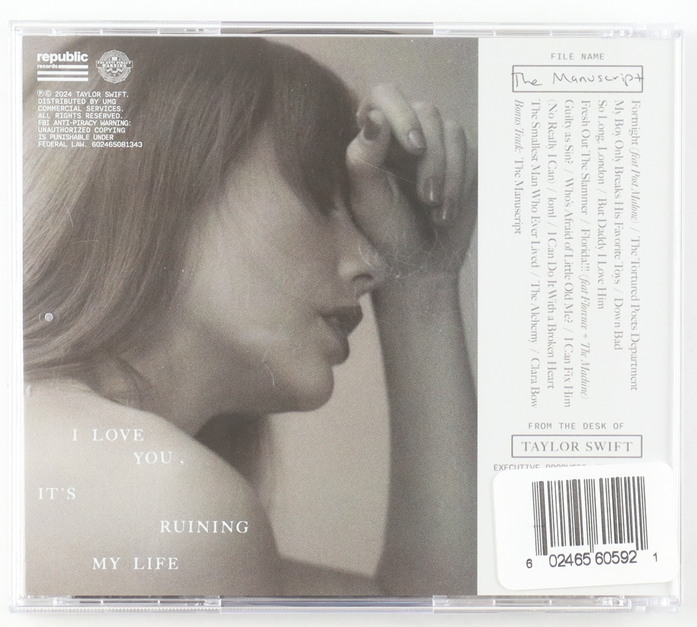 Taylor Swift Signed "The Tortured Poets Department" CD Insert (JSA) at PristineAuction.com Taylor Swift Signed "The Tortured Poets Department" CD Insert (JSA) at PristineAuction.com