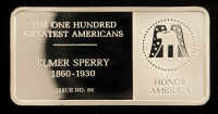 Franklin Mint One Hundred Greatest Americans: Elmer Sperry - 500 Grains (1.14 Troy Ounces) Sterling Silver Bullion Bar at PristineAuction.com